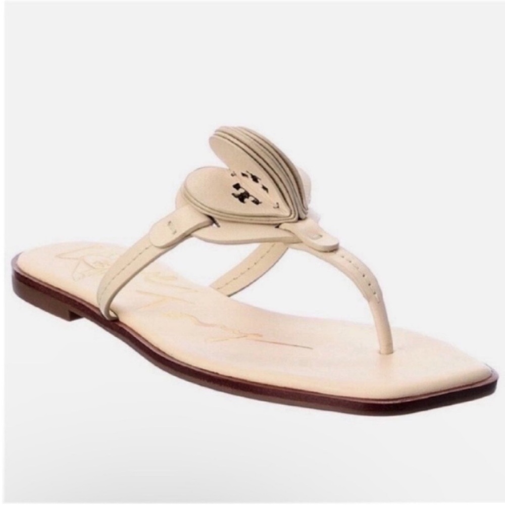 Tory Burch Logo Detail Cream Sandals Size 7